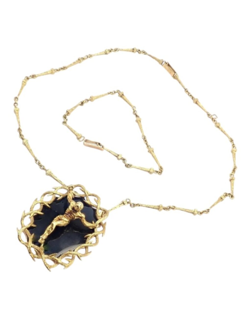 Salvador Dali 18k Gold Black Onyx Christ Saint John Cross Bracelet Necklace Cert